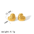 Gouden hartvormige oorbellen van 18k roestvrij staal met gehamerde textuur 13,5x14mm - Gehamerde Hartstijl (TE6744-G)