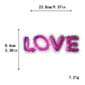 Écusson LOVE à paillettes fuchsia avec bordure argentée pour déco DIY, 23,8cm - LOVE (Rouge Rose/Bord Argenté)