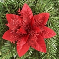 Sparkling red artificial Poinsettia flower with glitter petals on Christmas tree - 14.5cm / Red