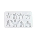 Stampo in silicone bianco per resina con forme di angelo, casa e stelle varie - D3681 Stampo combinato multiforma