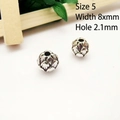 Macro detail of 8mm vintage silver lotus flower spacer beads with 2.1mm hole for DIY crafts - 5# Silver Lotus (8x9mm)