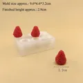 Stampo in silicone a fragola a 6 cavità per candele e cioccolata con campioni rossi finiti - 8646-6 Cavità Fragola