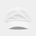 Detailansicht einer weißen Cord-Baseballkappe mit feiner Textur und klassischem Sechs-Panel-Design - Weiß