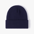 Classic navy blue knit beanie hat for winter with thick double-layer thermal protection - 4-Seam Navy Blue