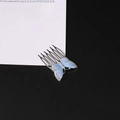 Peine de mariposa de esmalte azul con acabado plateado y diamantes de imitación en negro - Plateado