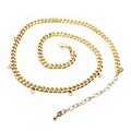 45cm gold beaded chain necklace with pig nose links and adjustable lobster clasp - Curb Chain with Rings