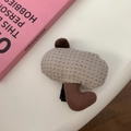 Cute beige polka dot mushroom hair clip for girls with a soft fabric finish - 4# Oval Polka Dot Hair Clip