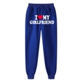 Navy blue joggers with white and red I Heart My Girlfriend slogan and cuffed ankles - S / Royal Blue (Girlfriend)