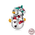 925 sterling silver snowman charm with colorful enamel details for holiday bracelets - 925 Silver/Enamel / Christmas Snowman-Red Scarf
