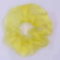 Elegant yellow organza scrunchie with sheer mesh texture and stylish pleated design - Yellow