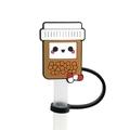 Cartoon brown medicine bottle silicone straw cover with pills and capsules design - 1718-04 Cartoon Medicine Bottle