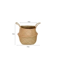 Natural straw plant basket with handles, height 23cm and base diameter 27cm - Medium (Diameter 21cm Belly 27cm) / Original Color