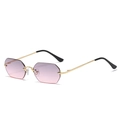 Gafas de sol punk octogonales sin montura con lentes degradadas rosa y montura dorada - Montura Dorada Degradado Gris-Rosa
