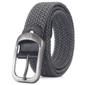Ceinture tressée grise élastique avec boucle en métal brossé et détails en cuir - Boucle Argentée Gris / 110cm