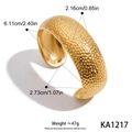 Golden wide open cuff bracelet with hammered honeycomb texture and polished finish - Gold Bracelet (KA1217)