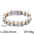 Zweifarbiges Herren-Fahrradketten-Armband aus gebürstetem Edelstahl in Silber und Gold - Silber/Gold (KB79021-BD)