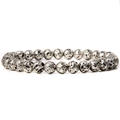 Elastic bracelet featuring 6mm silver metallic natural volcanic stone beads with textures - Vintage Silver Lava