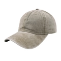 Close-up of khaki washed cotton baseball cap featuring vintage stitching and 6-panel design - Medium Coffee