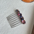 French fringe insert comb detail, colorful twisted resin and metal hair styling accessory. - Blue and Purple