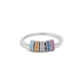 Minimalist S925 sterling silver spinning anxiety ring with five colorful zircon beads - US Size 5 / Silver Color (Multicolor Zirconia)