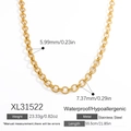 Gold plated stainless steel chain necklace with interlocking rings, waterproof and hypoallergic - XL31522-Double Link Necklace