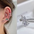 Silver stackable earrings set with green zircon leaves and snowflake helix piercing - EGD39 Green Gem Snowflake