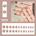 Τεχνητά νύχια MY008 σε nude και champagne αποχρώσεις με εφέ cat-eye και χρυσές πούλιες - MY008 Ακτινοβόλο Γαλαξία