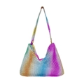 Chic women's hobo bag featuring gradient rainbow rhinestones and gold metal hardware - 27*20*5cm / Rainbow Gradient