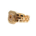 Gold-plated adjustable signet ring featuring a zircon encrusted letter O design - Adjustable Open / Letter R