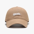 Khaki cotton baseball cap featuring white 3D 'consice' embroidery on a soft washed crown - Adjustable / Khaki