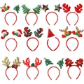 Set of 12 Christmas headbands featuring reindeer antlers, Santa hats and festive trees - 12PCS Headband Set B