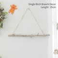 Rama de abedul decorativa de 55cm para pared con cuerda de yute para ambientes navideños - Vara de Abedul de Una Sola Capa (55cm)