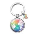 Regenbogen-Erde Schlüsselanhänger mit Save The Earth Spruch und Schmetterling - Regenbogen Erde (Save the earth)