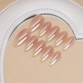 Long pointed press-on nails in nude transparent finish with mirror reflection - By1593 / Phototherapy Glue Style