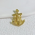 18K gold plated anchor pendant with CZ stones featuring a religious figure on white background - Style D-Anchor Virgin Mary