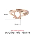 Rose gold S925 silver 6x8mm oval four-claw ring setting for amber or turquoise - Stone Size 6*8mm / Rose Gold