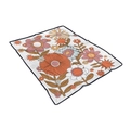 Detail of soft flannel blanket featuring retro 70s floral patterns and durable black edging - Retro 70s Floral