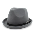 Classic dark grey wool felt fedora hat with black leather band and silver buckle accent - M(56-59CM) / Dark Gray