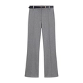 Pantaloni larghi a spina di pesce grigi da donna con cintura nera sottile e fibbia - XS / Pants
