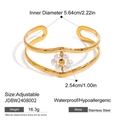 Gouden roestvrijstalen open armband met parelbloem voor een minimalistische stijl - Parelbloem Decoratie Stijl (JDBW2408002)