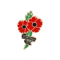 Poppy flower memorial brooch in red enamel with Lest We Forget 2021 gold lettering - LEST WE FORGET 2021 (C1864-5)