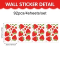 Creative strawberry wall stickers set with 92 decals for living room and bedroom decor - 4 Sheets/92 Stickers / Strawberry Series (UV25Y80024T_T)