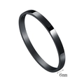 Detail of 6mm black stainless steel cuff bracelet with polished exterior and brushed interior - Circumference 16.5cm / 6MM Black