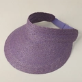 Purple raffia straw sun visor for women with adjustable elastic band and metal buckle - M (56-58cm) / Purple