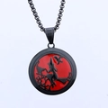 Pendentif gothique silhouette de sorcière d'Halloween en acier rouge et noir - Pendentif Silhouette Sorcière - Sans Chaîne (C0317)