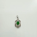 Pendente ovale in smeraldo argento con madreperla e zirconi per creazione di gioielli - Esagono Smeraldo Conchiglia Bianca (Colore Argento)