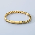 Gepolijste gouden Franco kettingarmband voor heren met V-schakels en cilindersluiting - Goud / 23CM