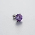 Titanium steel stud featuring a round purple zircon with a secure screw back - 8MM Round Purple Zircon (A016-3#) / Single Piece