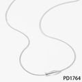 Minimalist silver fish pendant necklace with diamond eye accent in stainless steel - Silver Necklace (PD1764)