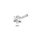 Piercing naso in acciaio argento con cristallo di zirconia cuore 3mm su sfondo bianco - Barra Dritta Zirconia Cuore (Argento)